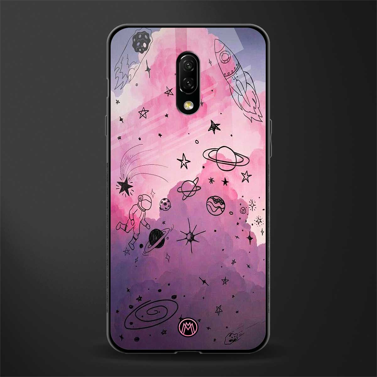 space pink aesthetic glass case for oneplus 7 image