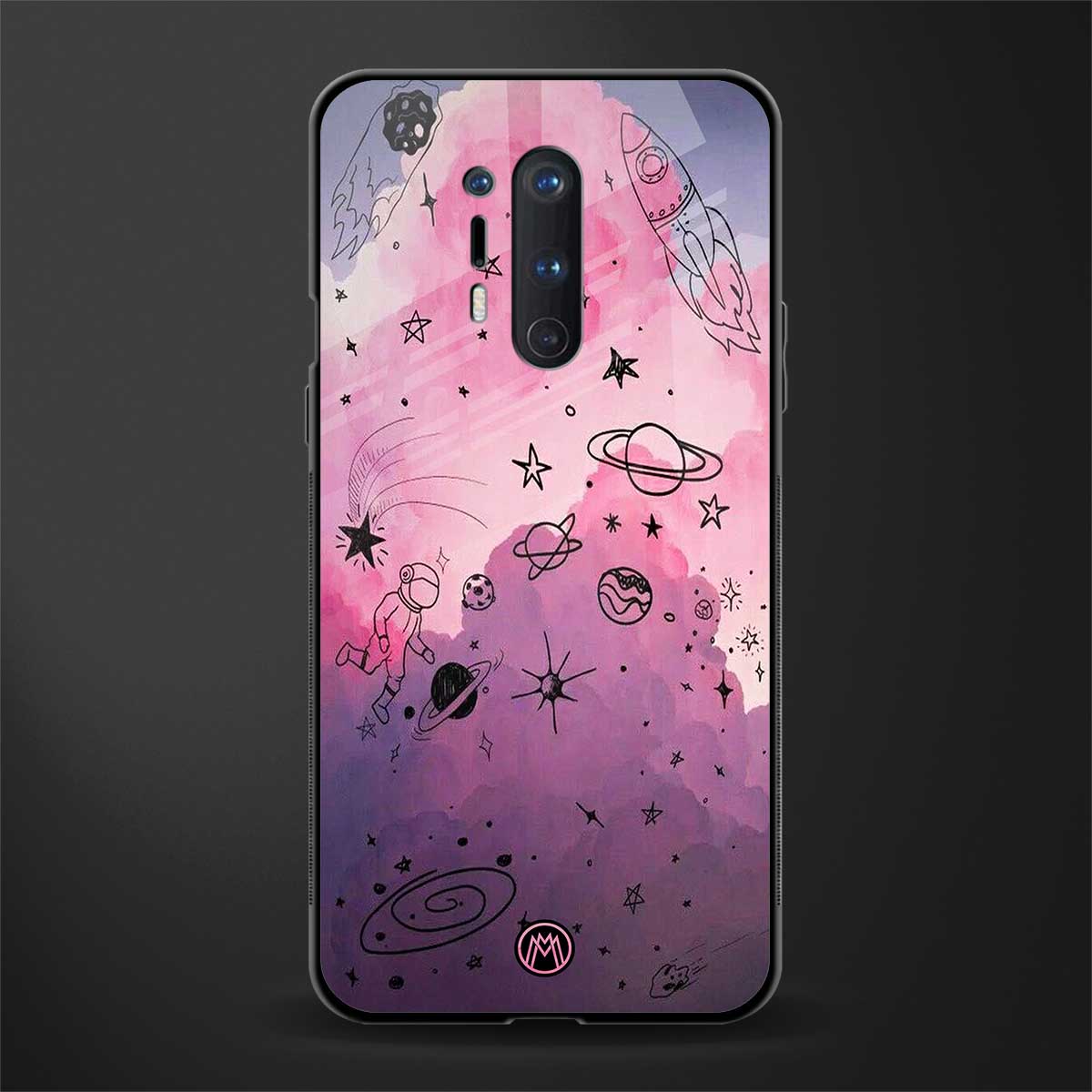 space pink aesthetic glass case for oneplus 8 pro image