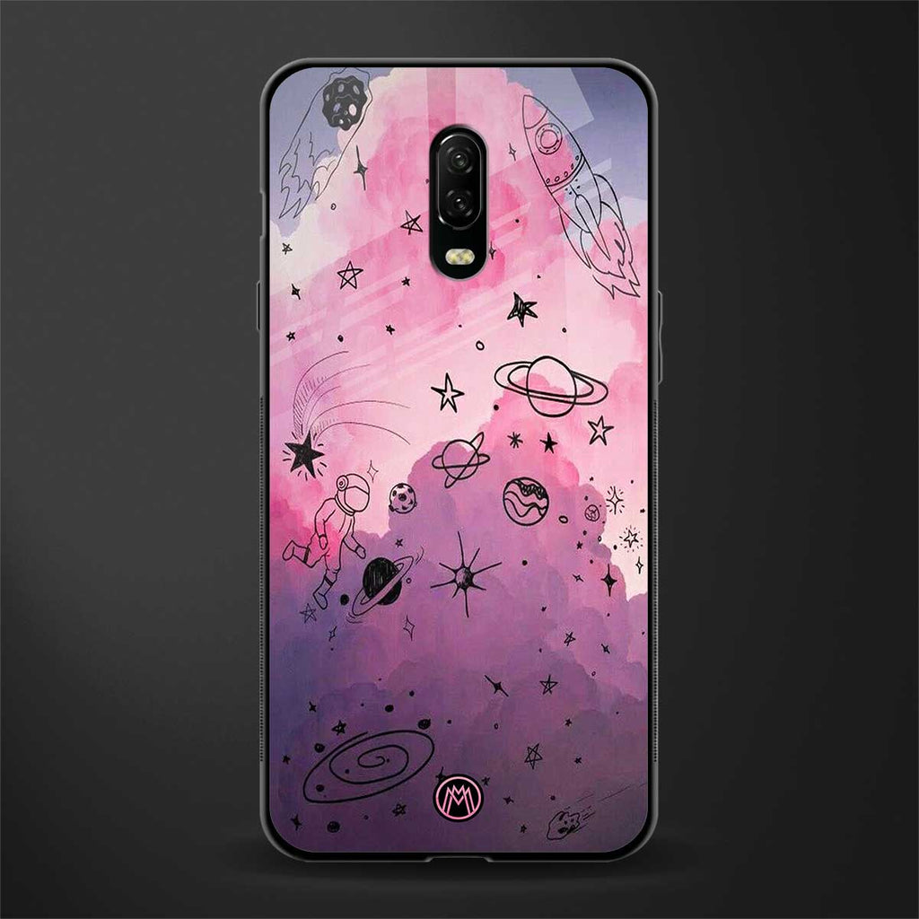 space pink aesthetic glass case for oneplus 6t image