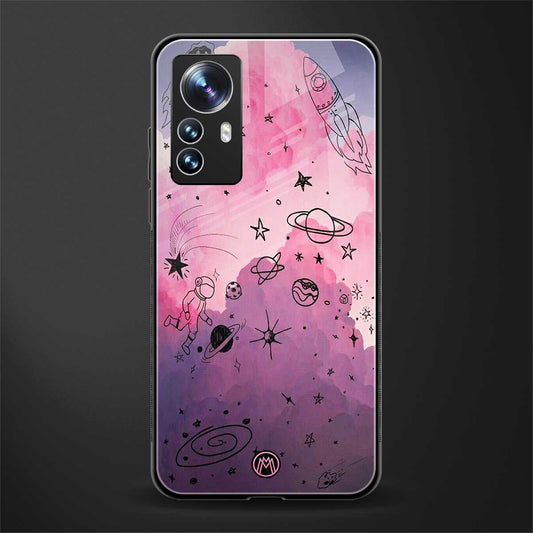 space pink aesthetic back phone cover | glass case for xiaomi 12 pro