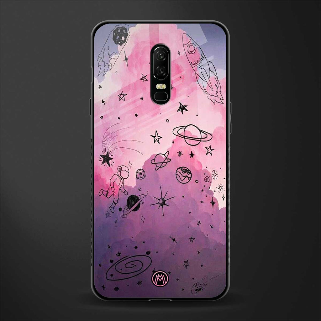 space pink aesthetic glass case for oneplus 6 image
