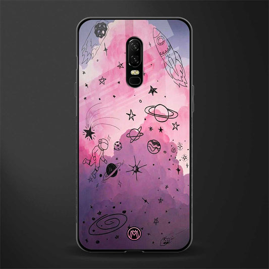 space pink aesthetic glass case for oneplus 6 image