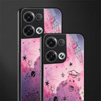 space pink aesthetic back phone cover | glass case for oppo reno 8 pro