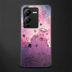 space pink aesthetic back phone cover | glass case for vivo v25 pro 5g