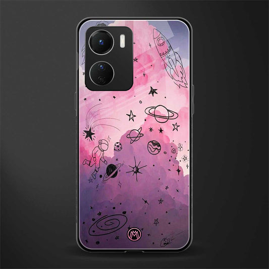 space pink aesthetic back phone cover | glass case for vivo y16