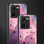 space pink aesthetic back phone cover | glass case for vivo y35 4g