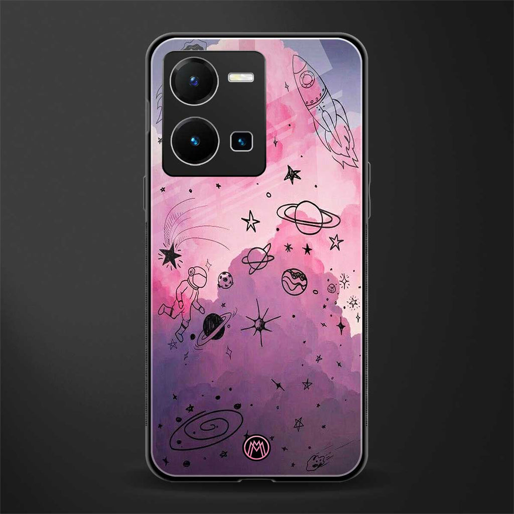 space pink aesthetic back phone cover | glass case for vivo y35 4g