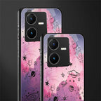 space pink aesthetic back phone cover | glass case for vivo y22