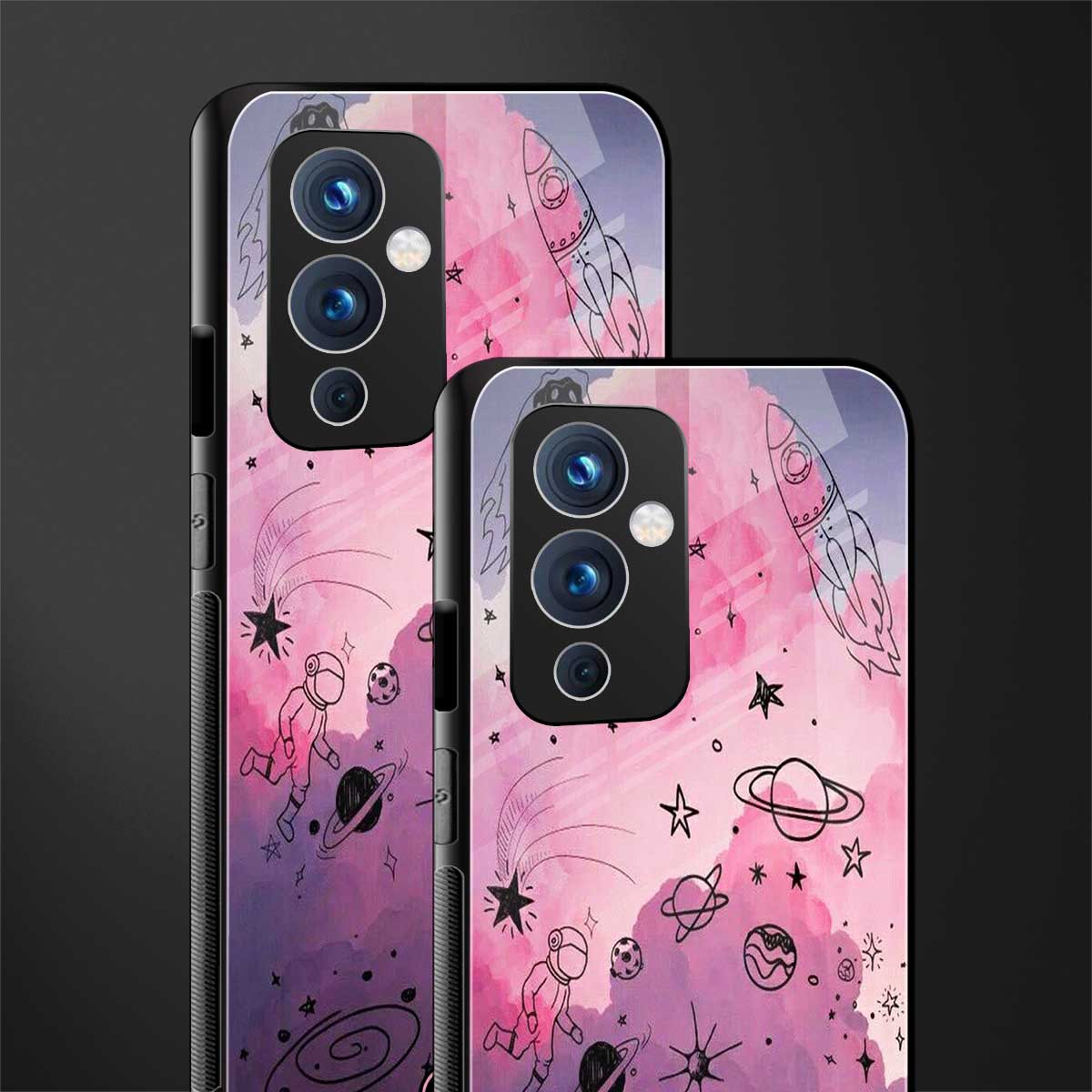 space pink aesthetic back phone cover | glass case for oneplus 9