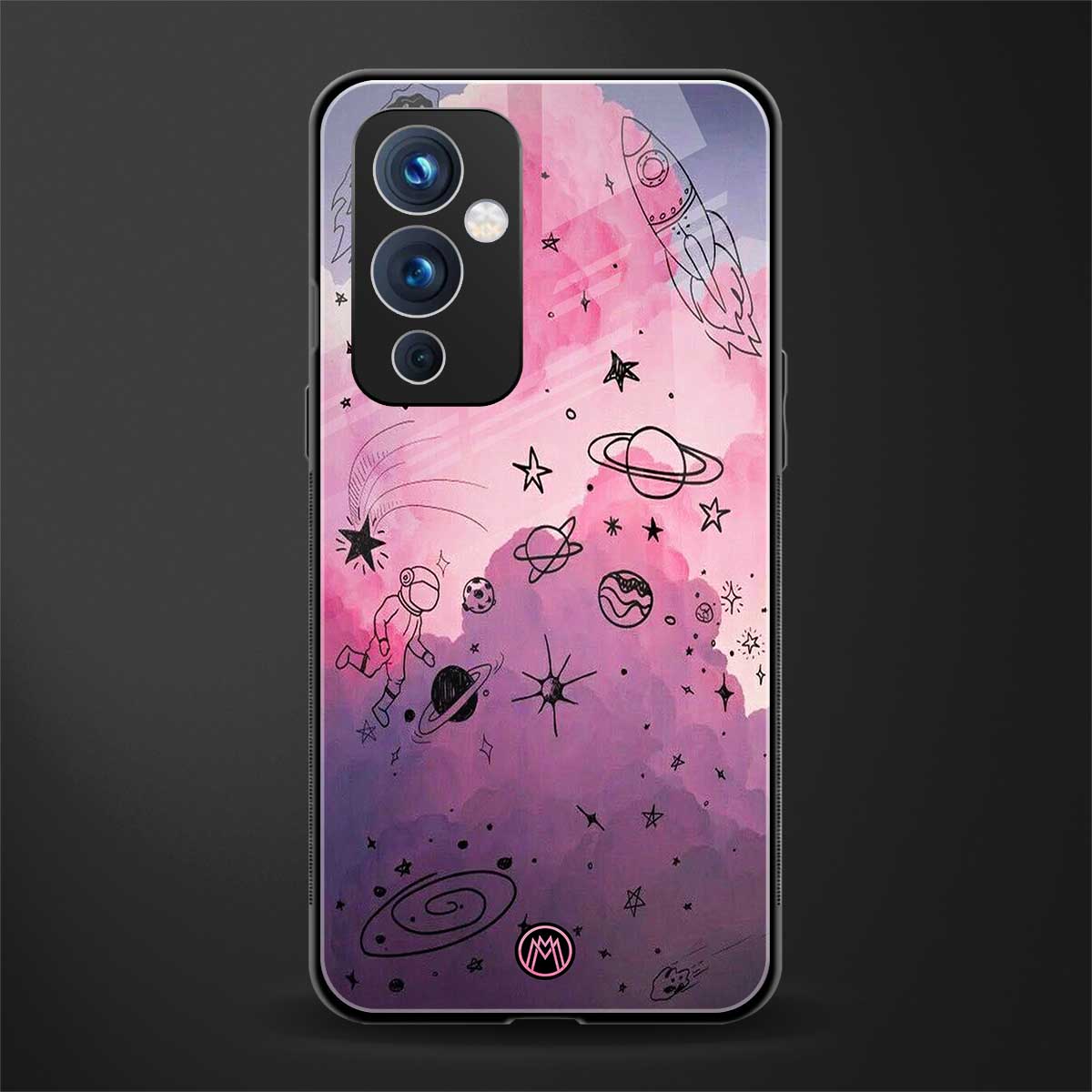 space pink aesthetic back phone cover | glass case for oneplus 9