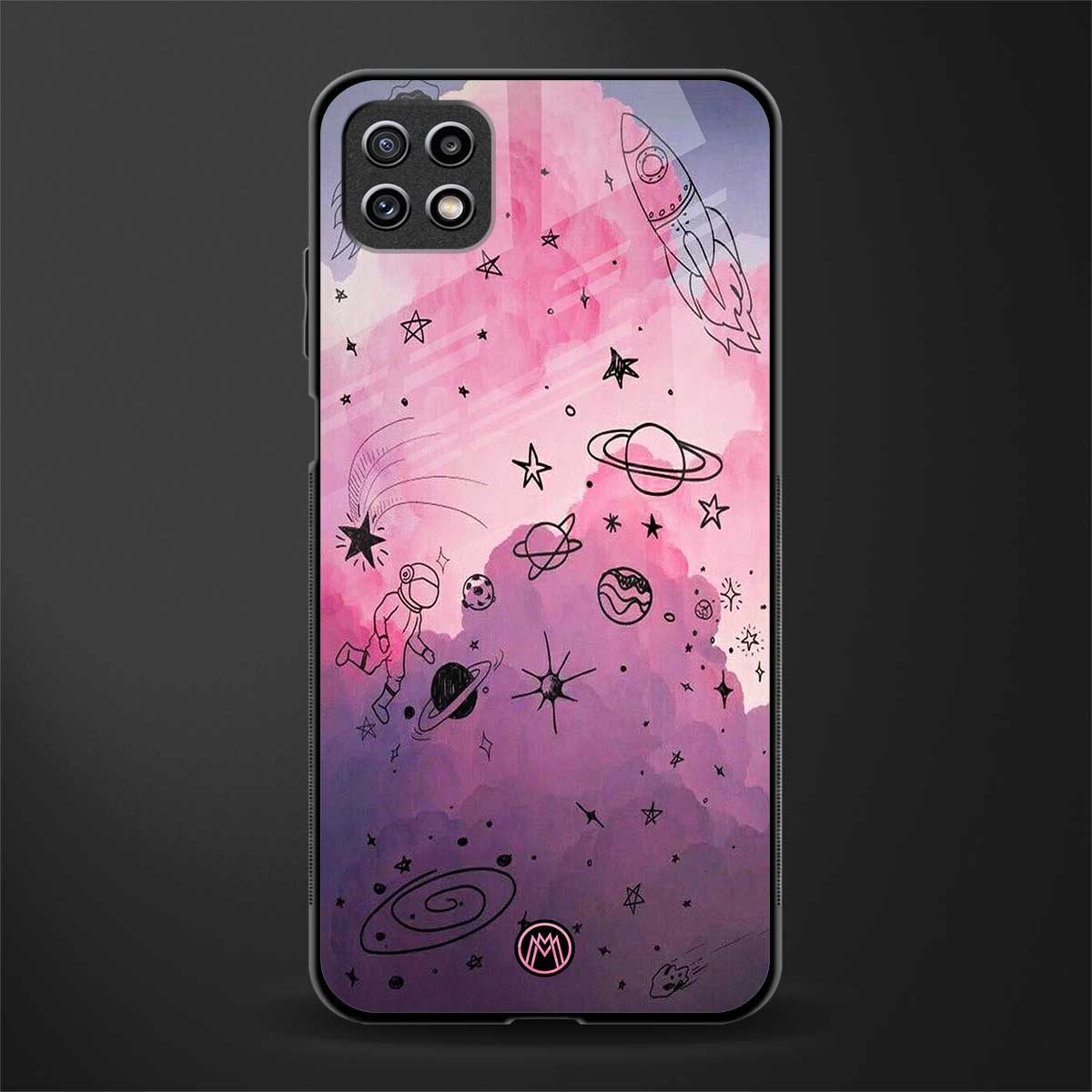 space pink aesthetic back phone cover | glass case for samsung galaxy f42