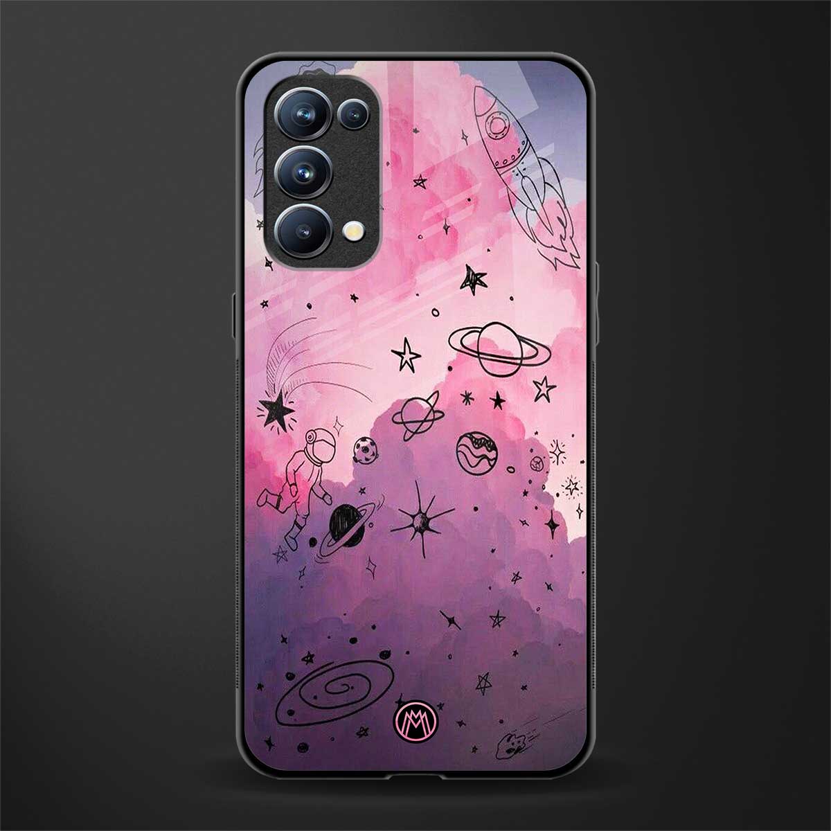 space pink aesthetic back phone cover | glass case for oppo reno 5