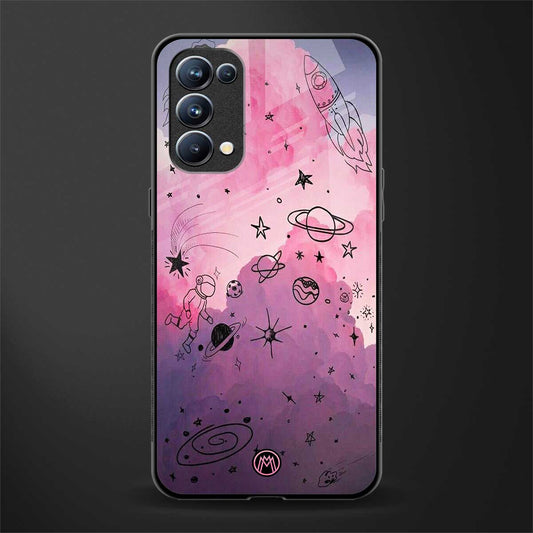 space pink aesthetic back phone cover | glass case for oppo reno 5