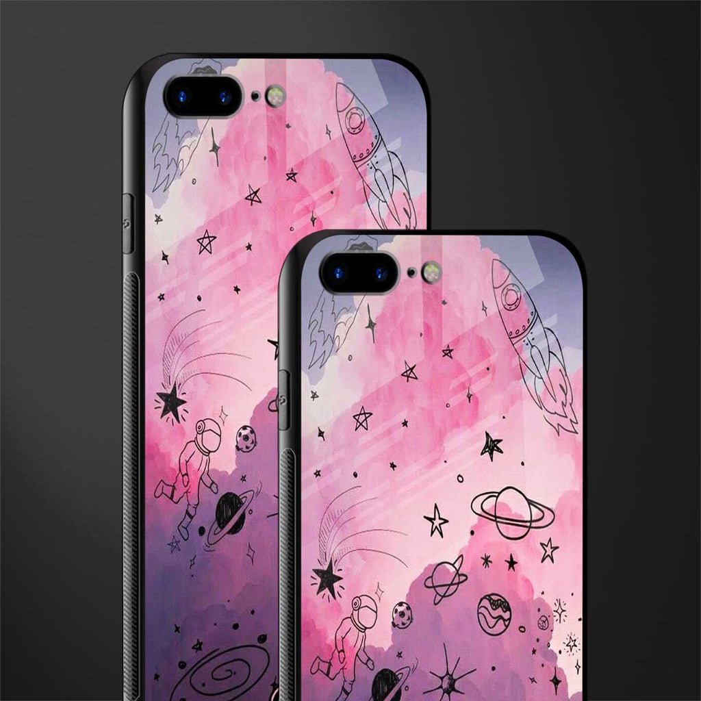 space pink aesthetic glass case for iphone 8 plus image-2