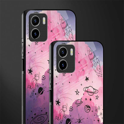 space pink aesthetic back phone cover | glass case for vivo y72