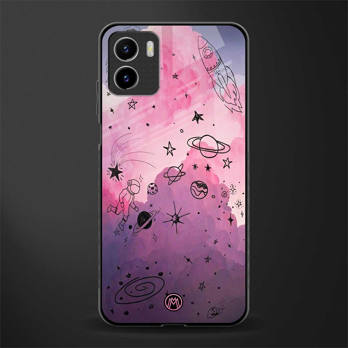 space pink aesthetic back phone cover | glass case for vivo y72