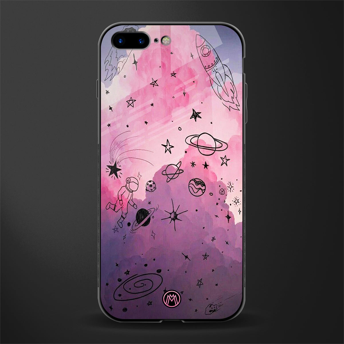 space pink aesthetic glass case for iphone 8 plus image