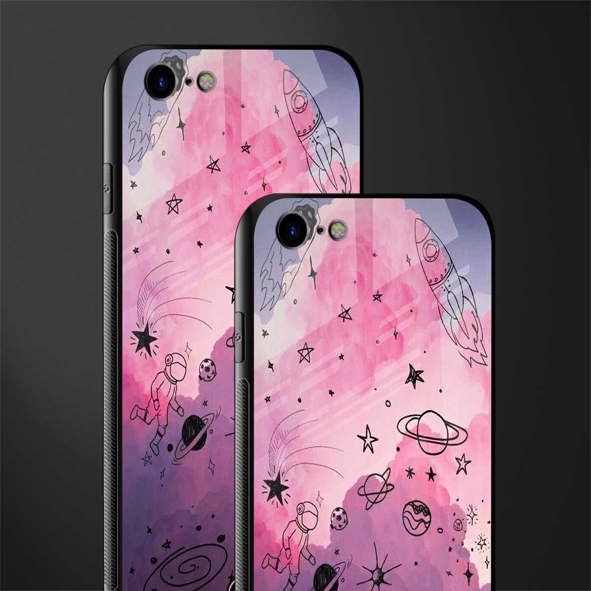 space pink aesthetic glass case for iphone se 2020 image-2