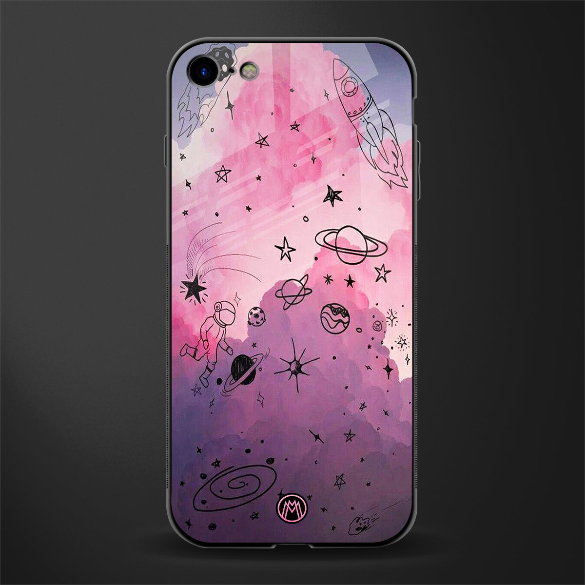 space pink aesthetic glass case for iphone se 2020 image