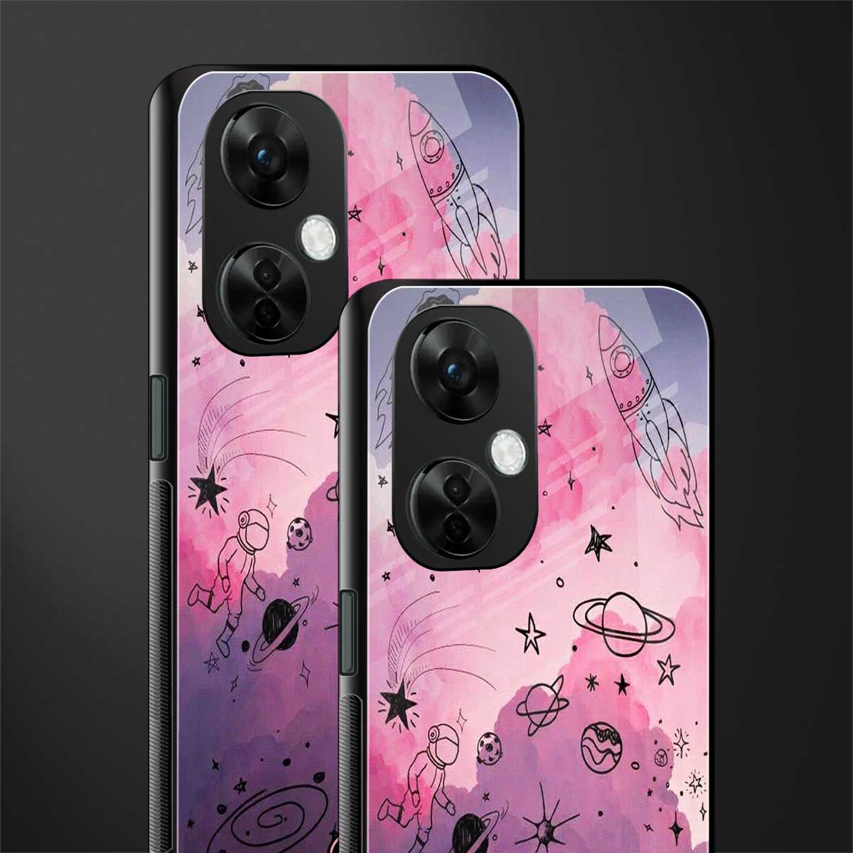 space pink aesthetic back phone cover | glass case for oneplus nord ce 3 lite