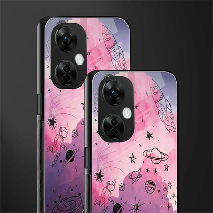 space pink aesthetic back phone cover | glass case for oneplus nord ce 3 lite