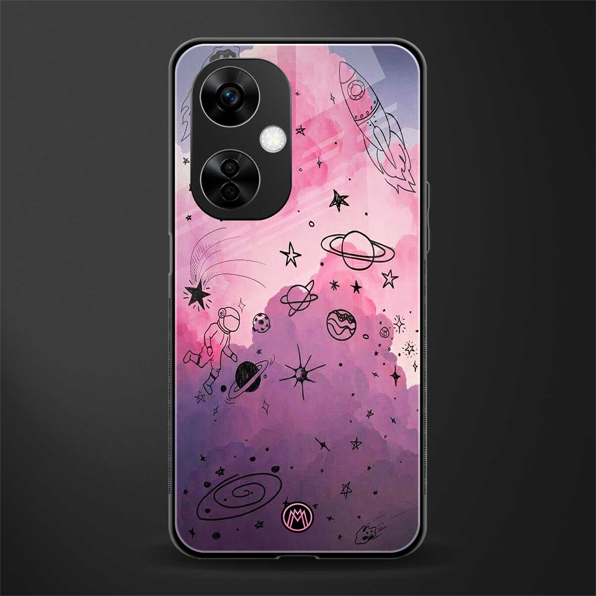 space pink aesthetic back phone cover | glass case for oneplus nord ce 3 lite