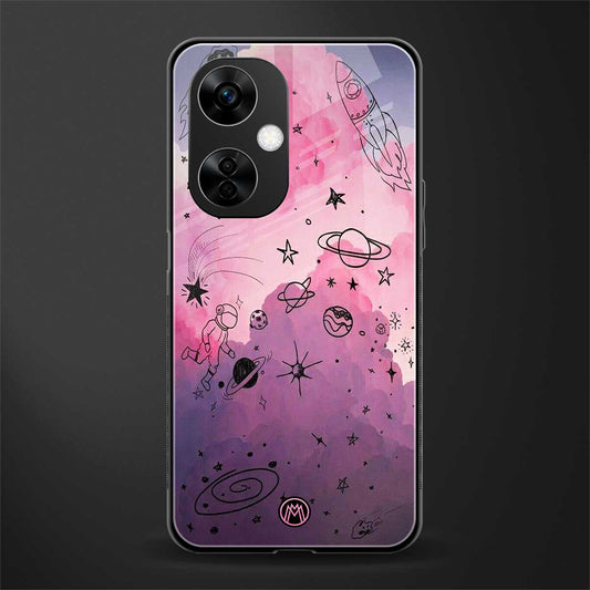 space pink aesthetic back phone cover | glass case for oneplus nord ce 3 lite