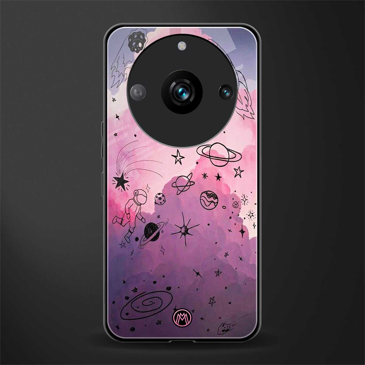 space pink aesthetic back phone cover | glass case for realme 11 pro 5g