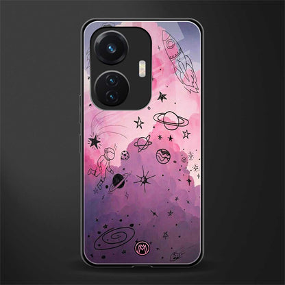 space pink aesthetic back phone cover | glass case for vivo t1 44w 4g