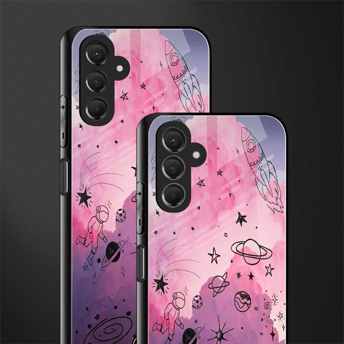 space pink aesthetic back phone cover | glass case for samsun galaxy a24 4g