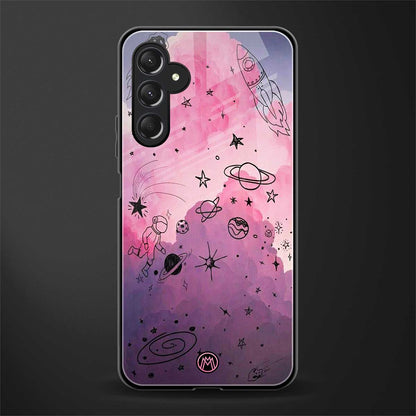 space pink aesthetic back phone cover | glass case for samsun galaxy a24 4g