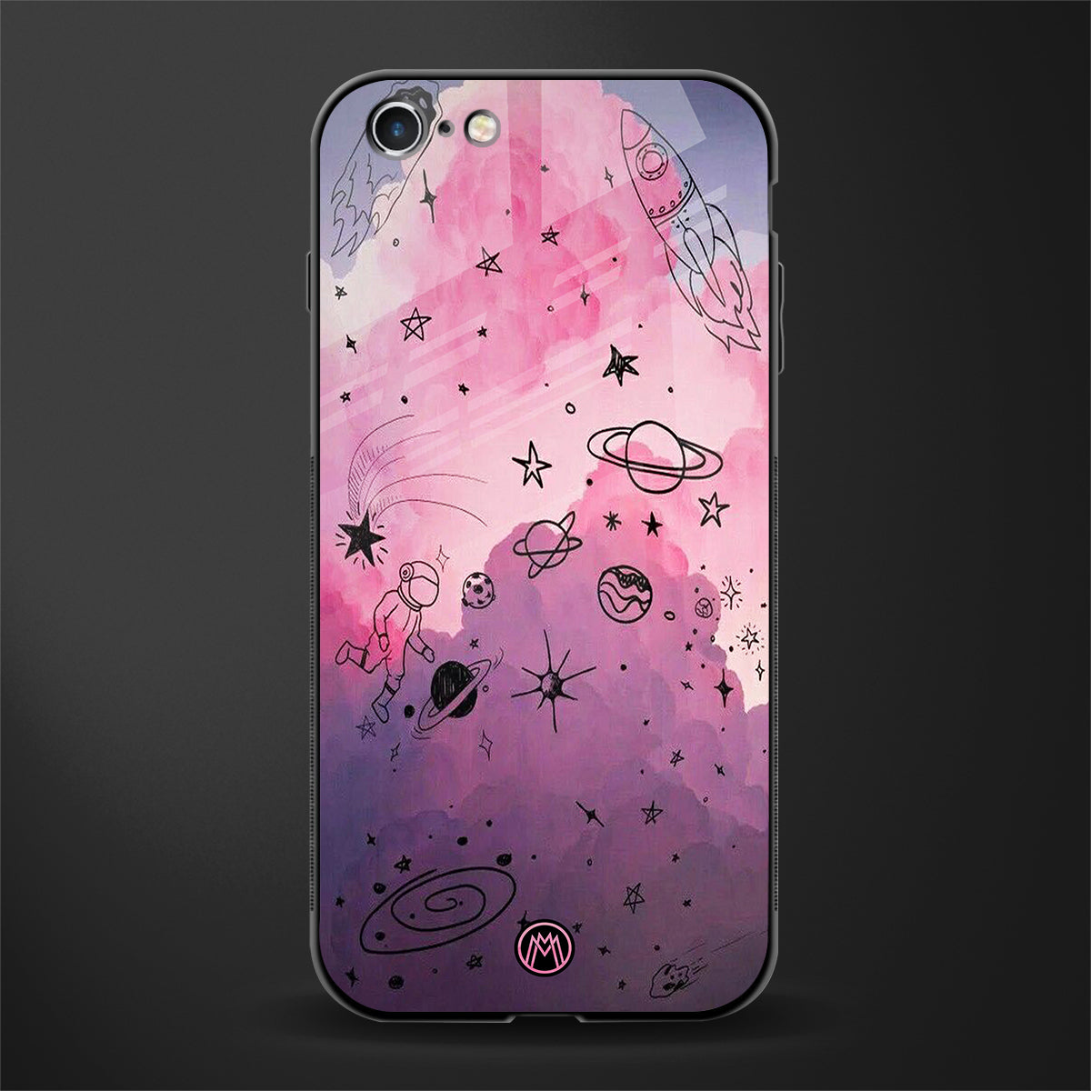 space pink aesthetic glass case for iphone 6 image