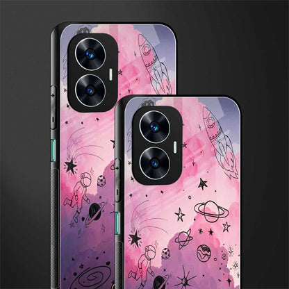 space pink aesthetic back phone cover | glass case for realme c55