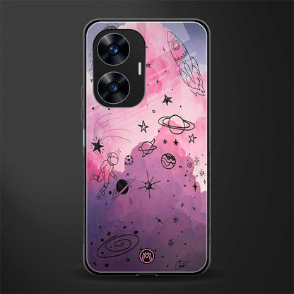 space pink aesthetic back phone cover | glass case for realme c55