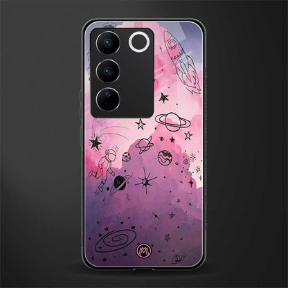 space pink aesthetic back phone cover | glass case for vivo v27 pro 5g