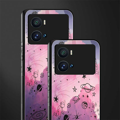 space pink aesthetic back phone cover | glass case for iQOO 9 Pro