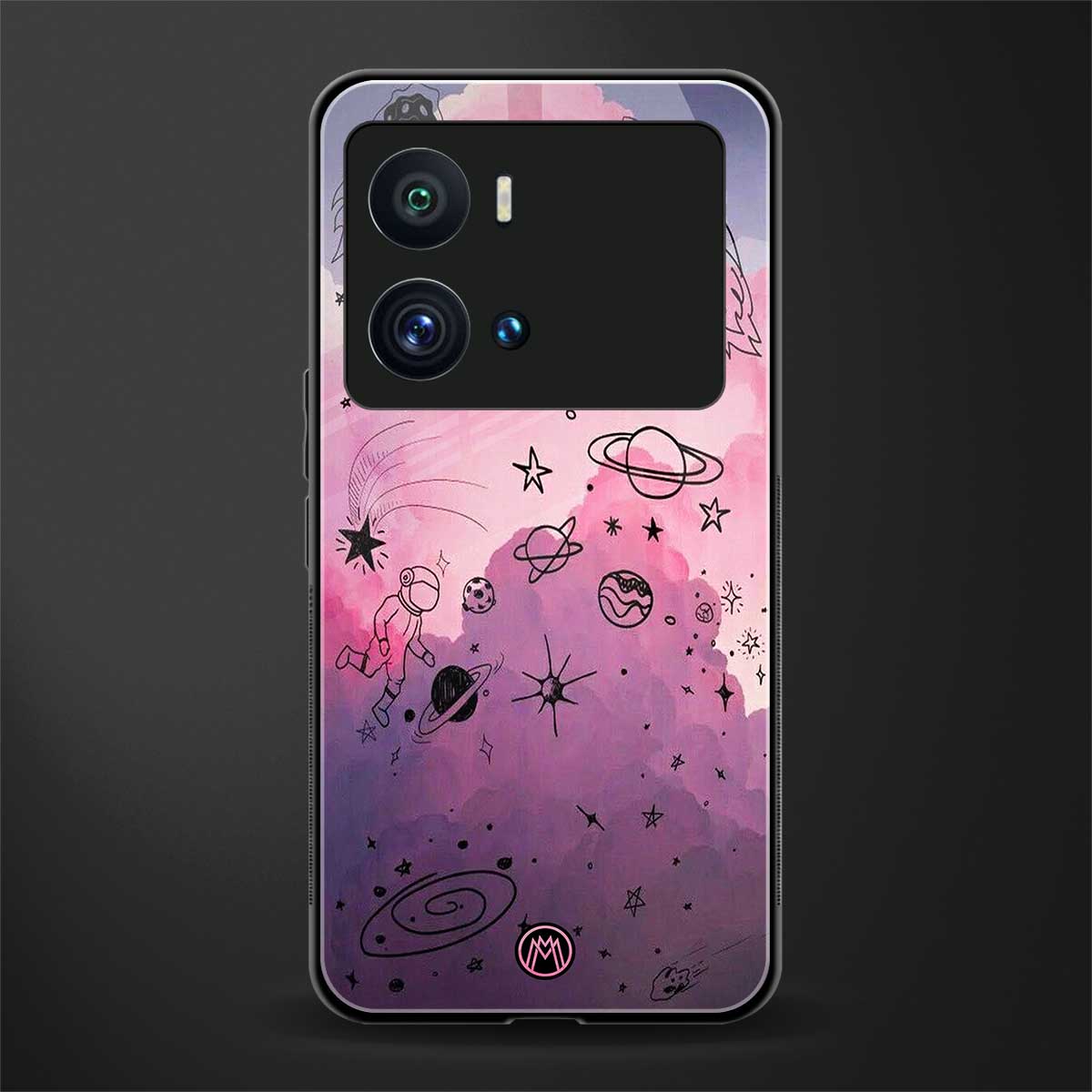 space pink aesthetic back phone cover | glass case for iQOO 9 Pro