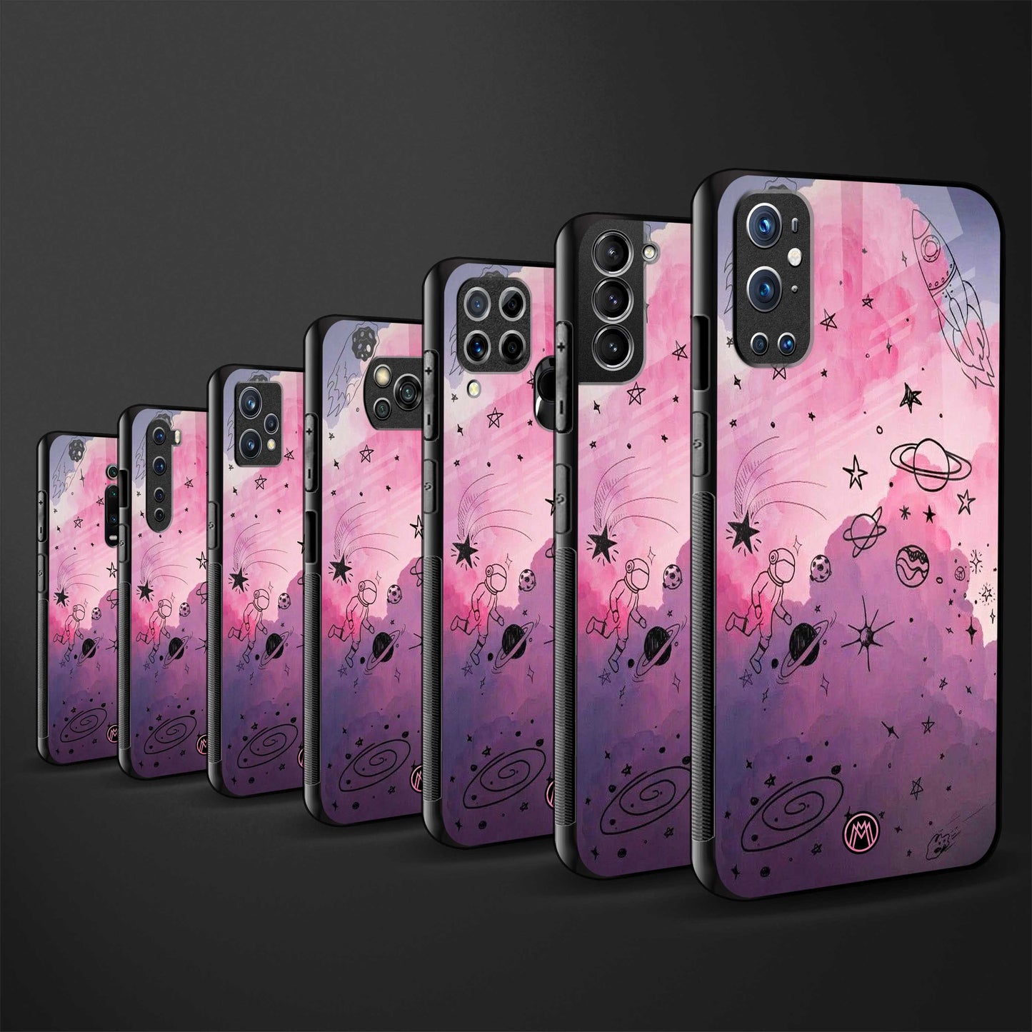 space pink aesthetic glass case for redmi note 7 pro image-3