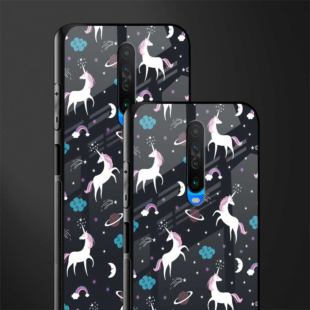 spatial unicorn galaxy glass case for poco x2 image-2