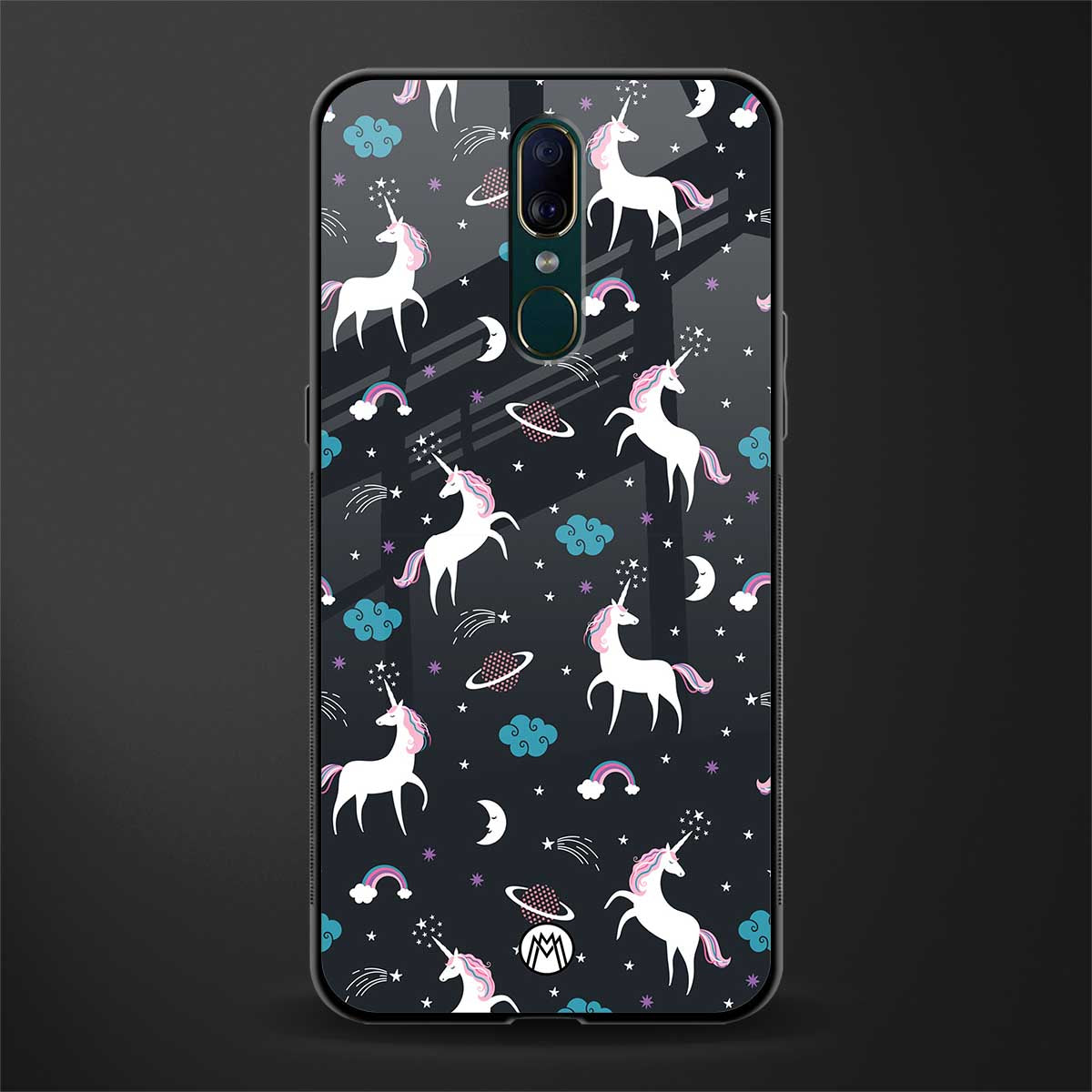 spatial unicorn galaxy glass case for oppo a9 image