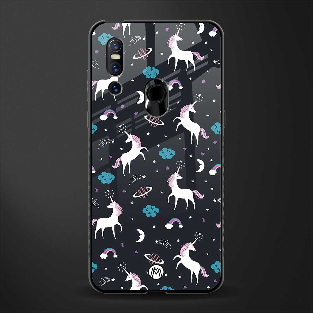 spatial unicorn galaxy glass case for vivo v15 image
