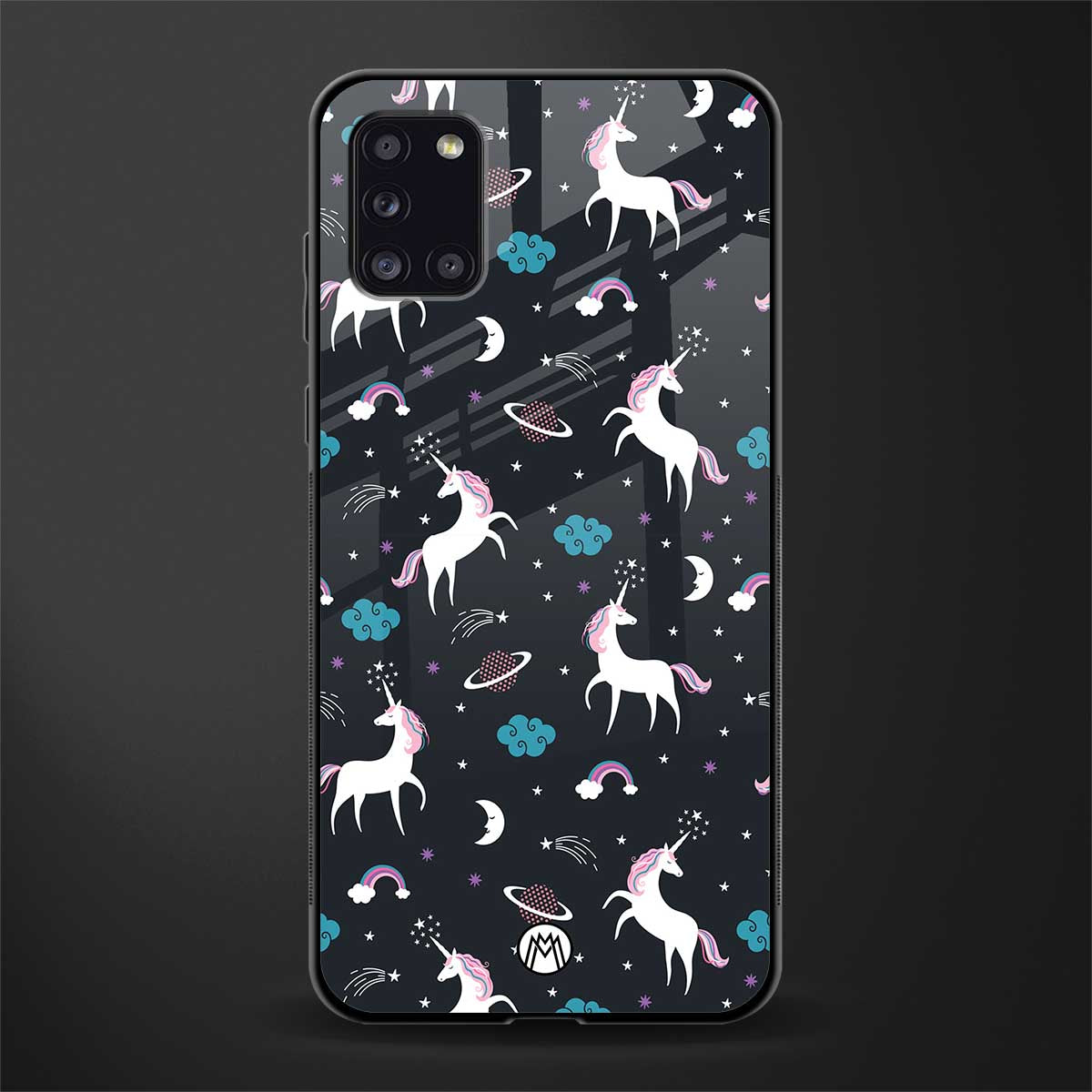 spatial unicorn galaxy glass case for samsung galaxy a31 image