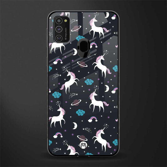 spatial unicorn galaxy glass case for samsung galaxy m30s image