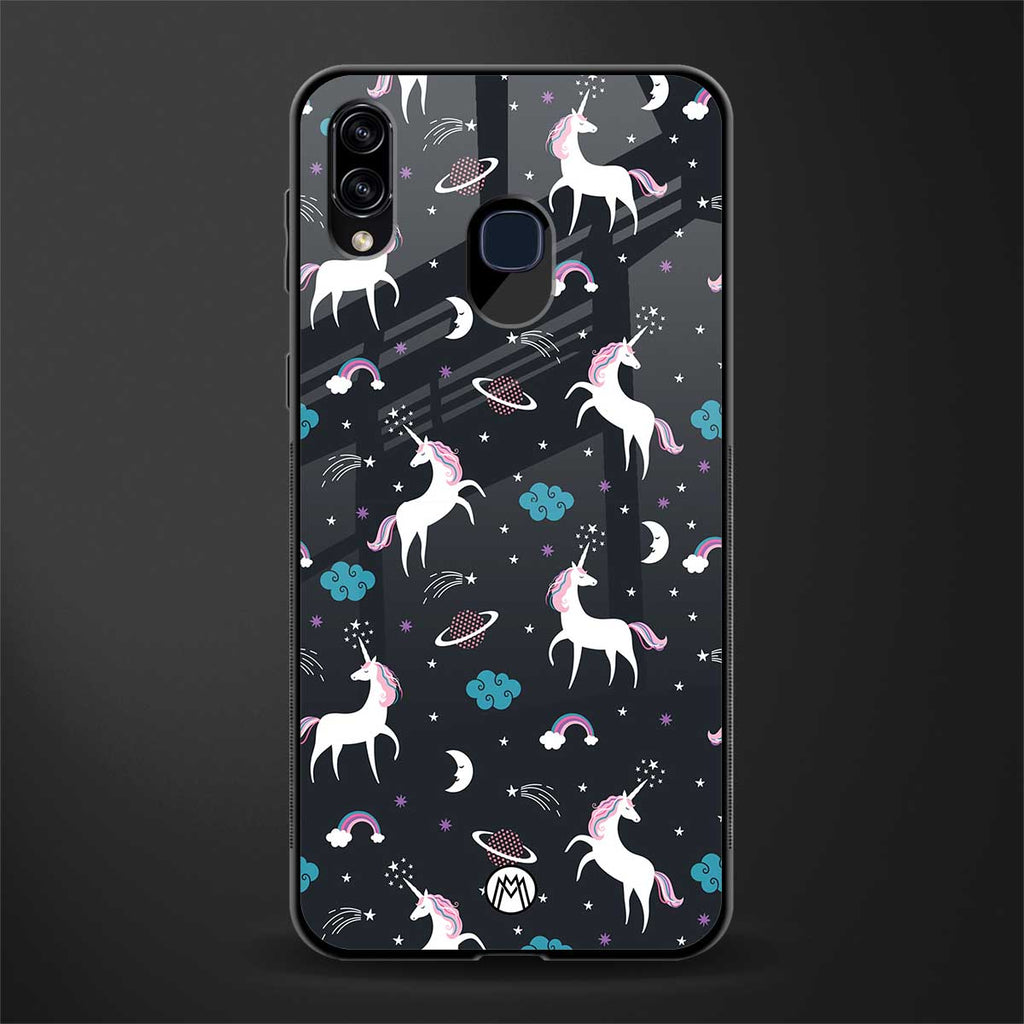 spatial unicorn galaxy glass case for samsung galaxy a20 image