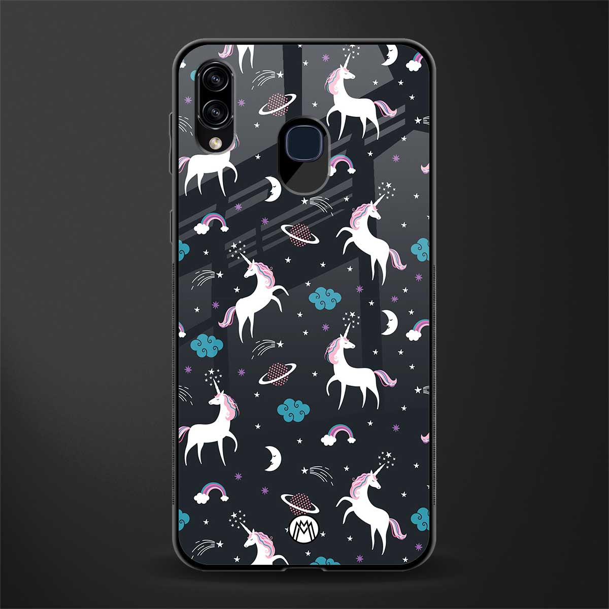 spatial unicorn galaxy glass case for samsung galaxy m10s image