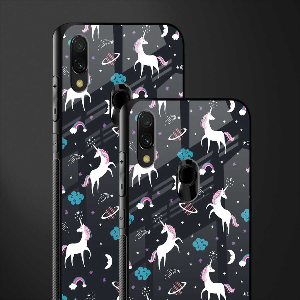 spatial unicorn galaxy glass case for redmi note 7s image-2