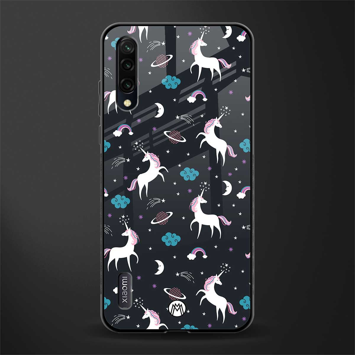 spatial unicorn galaxy glass case for mi a3 redmi a3 image