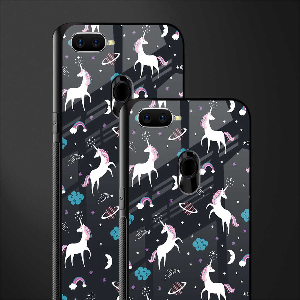 spatial unicorn galaxy glass case for oppo a12 image-2