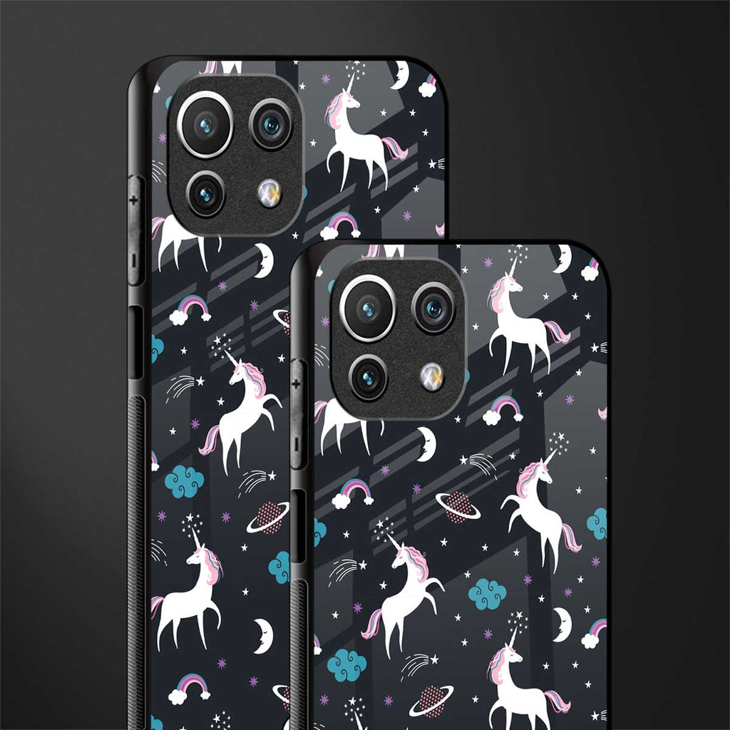 spatial unicorn galaxy glass case for mi 11 lite image-2