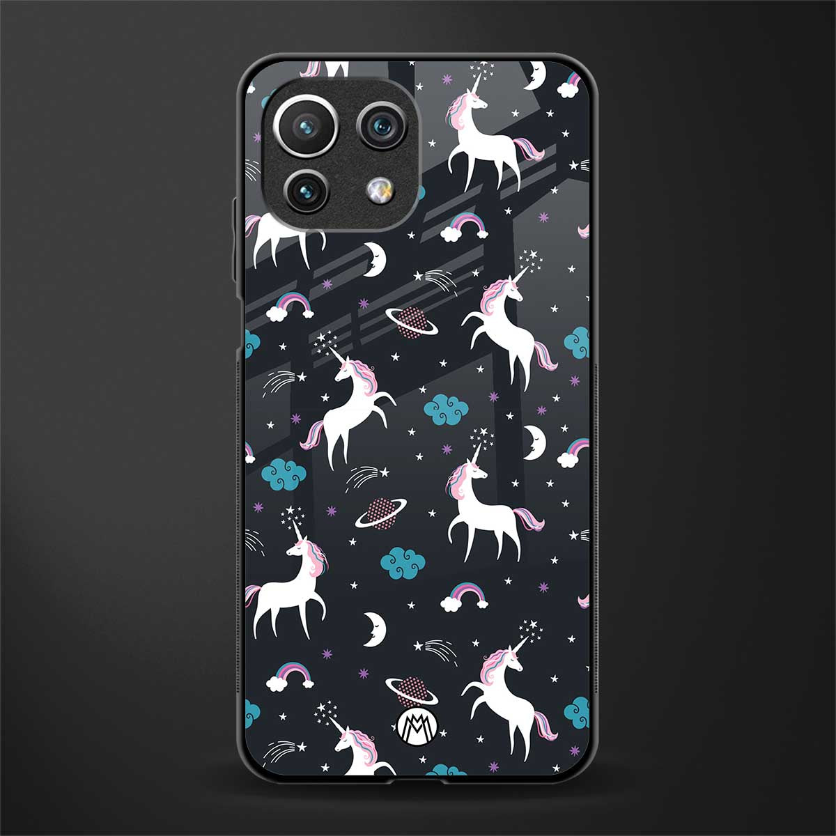 spatial unicorn galaxy glass case for mi 11 lite image